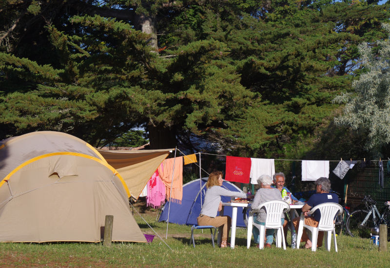 Les emplacements sur le côté plage du camping